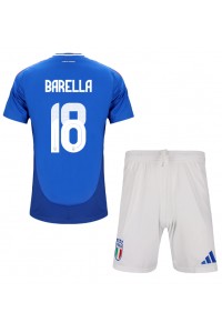 Italië Nicolo Barella #18 Babytruitje Thuis tenue Kind EK 2024 Korte Mouw (+ Korte broeken)